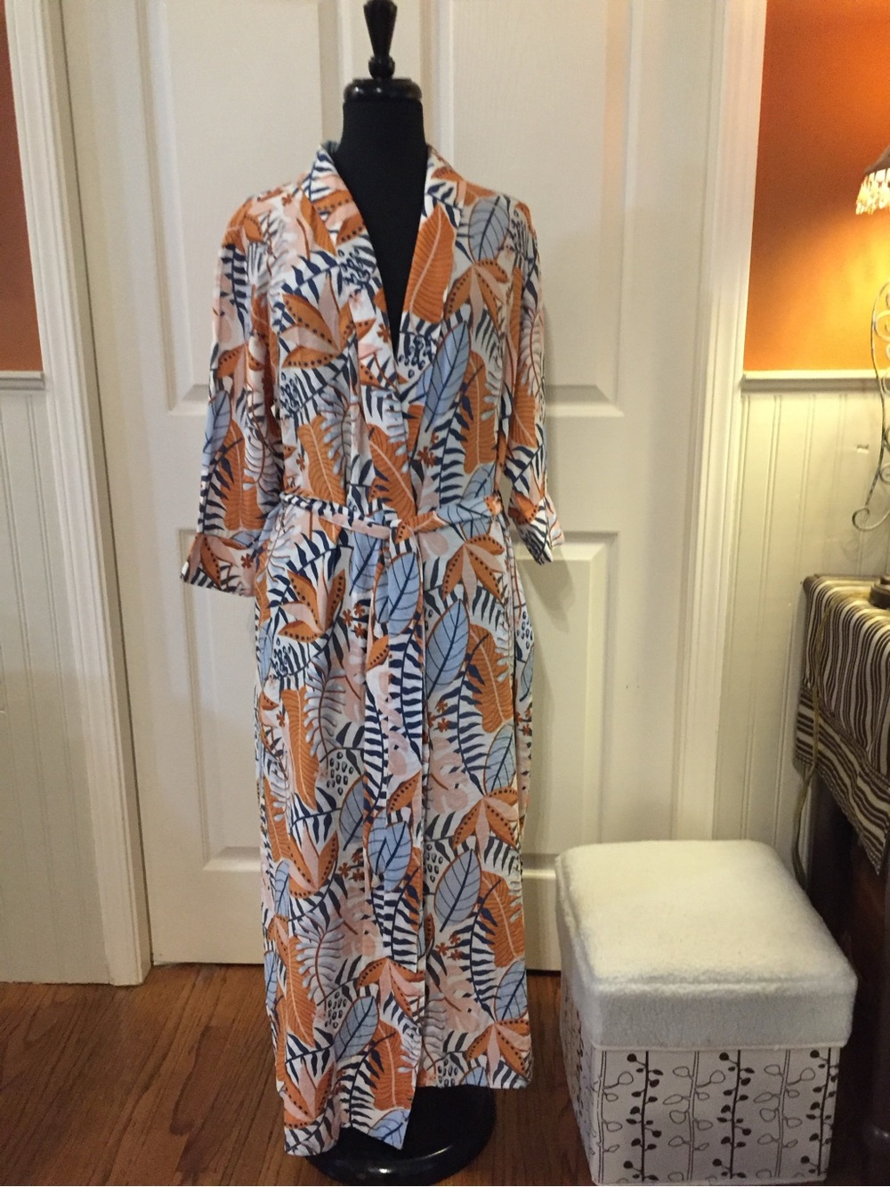 Smash + Tess Out of Office Duster / Vibrant Blue and Coral Leaf XXS
